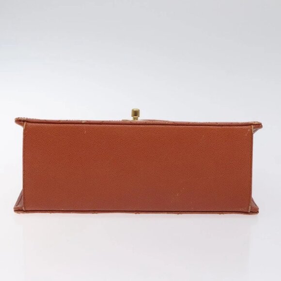 CHANEL Matelasse Hand Bag Grained Calf Skin Brown Gold CC Auth 130197 - Picture 6 of 14